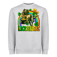Heather Grey luckysaurus St. Patricks Day Heavyweight Sweatshirt - FaDigitalArtStudio
