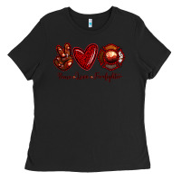 Black Peace Love Firefighter Ladies Tee - RanaPortraitStore