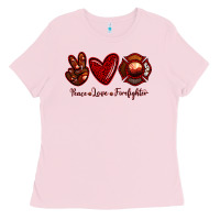 Peace Love Firefighter Ladies Tee | Teevron