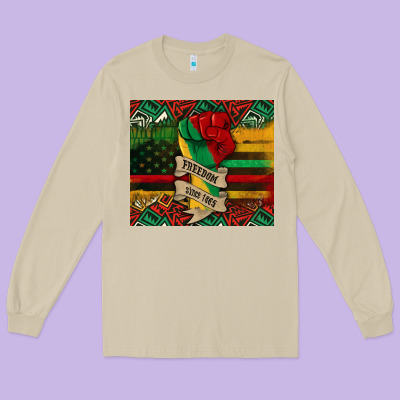 Juneteenth Freedom Since 1865 Long Sleeve Tee Designed By Cowgirlartshop