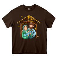 Chocolate Brown jesus newborn oh holy night Heavy Core Tee - MaliasSmallBusiness