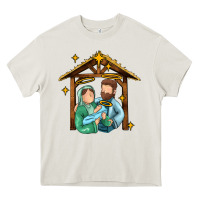 Cream jesus newborn oh holy night Heavy Core Tee - MaliasSmallBusiness