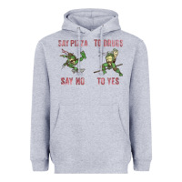 Heather Grey say pizza to drugs say no to yes Heavyweight Hoodie - tuanDangUi