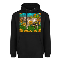 Black Western Charolais Bull With Sunflowers Heavyweight Hoodie - LillyAllenDesigns