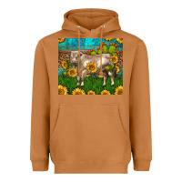 Meerkat Western Charolais Bull With Sunflowers Heavyweight Hoodie - LillyAllenDesigns