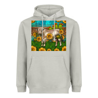 Western Charolais Bull With Sunflowers Heavyweight Hoodie | Teevron