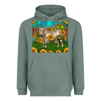 Sage Western Charolais Bull With Sunflowers Heavyweight Hoodie - LillyAllenDesigns