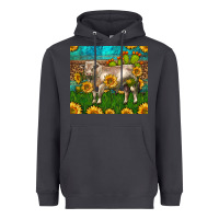 Smoke Western Charolais Bull With Sunflowers Heavyweight Hoodie - LillyAllenDesigns