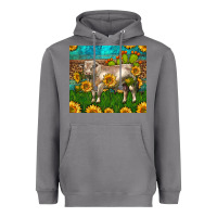 Storm Western Charolais Bull With Sunflowers Heavyweight Hoodie - LillyAllenDesigns