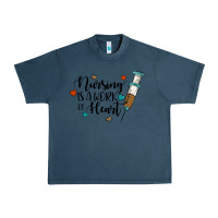 Midnight Navy nursing i̇s a work of heart Urban Heavy Tee - JahusDesignShop