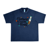 Navy nursing i̇s a work of heart Urban Heavy Tee - JahusDesignShop