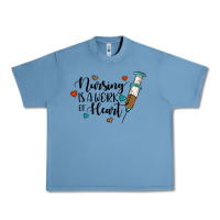 Pebble Blue nursing i̇s a work of heart Urban Heavy Tee - JahusDesignShop