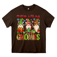 Chocolate Brown chillin with my gnomies Heavy Core Tee - MaliasSmallBusiness