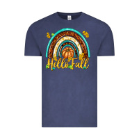 Vintage Denim Hello Fall with Rainbow Vintage Tee - texasbilliewilder
