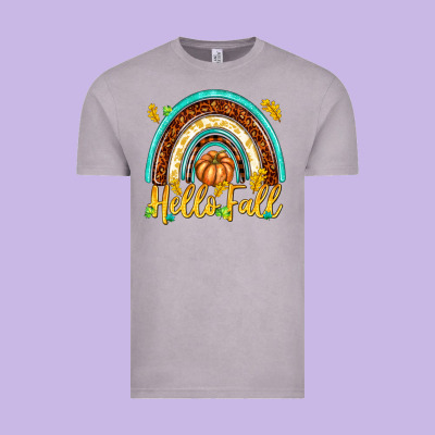 Hello Fall With Rainbow Vintage Tee Designed By Texasbilliewilder