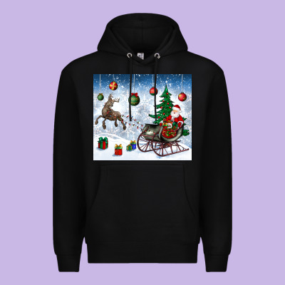 Christmas Santa Deer And Presents Premium Hoodie Designed By Bundleandbundleshop
