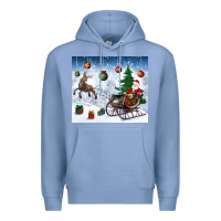 Colony Blue christmas santa deer and presents Premium Hoodie - BundleAndBundleShop
