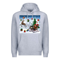 Heather Grey christmas santa deer and presents Premium Hoodie - BundleAndBundleShop