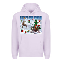 Lilac christmas santa deer and presents Premium Hoodie - BundleAndBundleShop