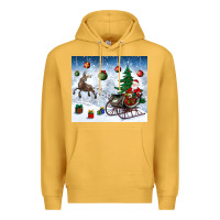 Mustard christmas santa deer and presents Premium Hoodie - BundleAndBundleShop