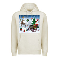 Oatmeal Heather christmas santa deer and presents Premium Hoodie - BundleAndBundleShop