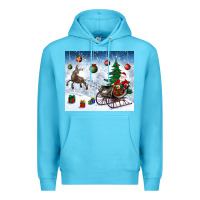 Ocean Blue christmas santa deer and presents Premium Hoodie - BundleAndBundleShop