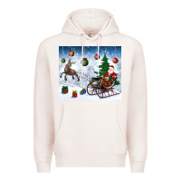 Pale Pink christmas santa deer and presents Premium Hoodie - BundleAndBundleShop