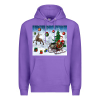Purple christmas santa deer and presents Premium Hoodie - BundleAndBundleShop