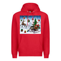 Red christmas santa deer and presents Premium Hoodie - BundleAndBundleShop