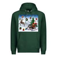 Sports Green christmas santa deer and presents Premium Hoodie - BundleAndBundleShop