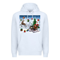 White christmas santa deer and presents Premium Hoodie - BundleAndBundleShop