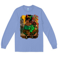 Colony Blue juneteenth black woman fashion girl Long Sleeve Tee - CowGirlArtShop