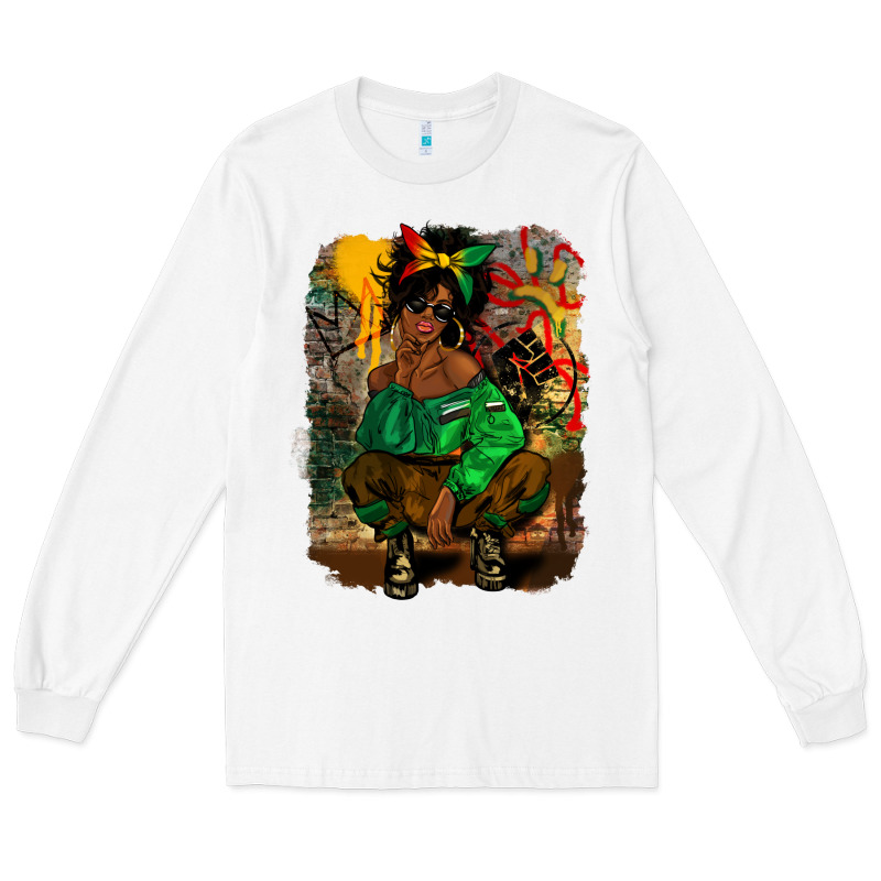 Juneteenth Black Woman Fashion Girl Long Sleeve Tee by CowGirlArtShop | Teevron