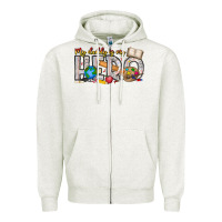 Oatmeal Heather My Daddy is my Hero Teacher Zipper Hoodie - CowhideDigitalArt
