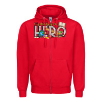Red My Daddy is my Hero Teacher Zipper Hoodie - CowhideDigitalArt