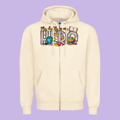 My Daddy Is My Hero Teacher Zipper Hoodie Designed By Cowhidedigitalart