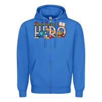 True Royal My Daddy is my Hero Teacher Zipper Hoodie - CowhideDigitalArt