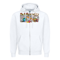 White My Daddy is my Hero Teacher Zipper Hoodie - CowhideDigitalArt