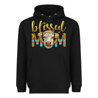 Black Western Blessed Mom Charolais Bull Heavyweight Hoodie - LillyAllenDesigns