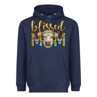 Navy Western Blessed Mom Charolais Bull Heavyweight Hoodie - LillyAllenDesigns