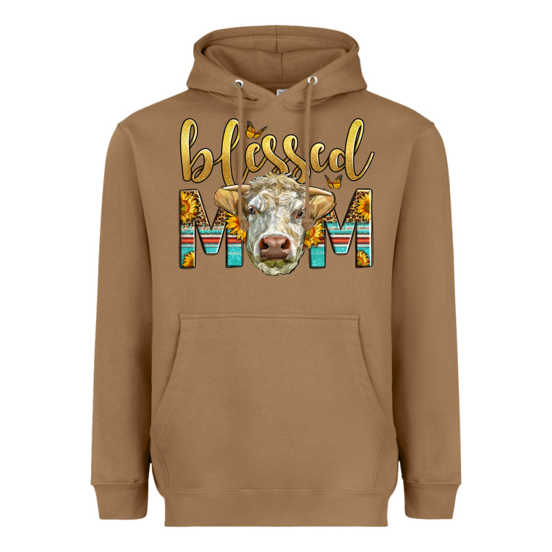 Western Blessed Mom Charolais Bull Heavyweight Hoodie by LillyAllenDesigns | Teevron