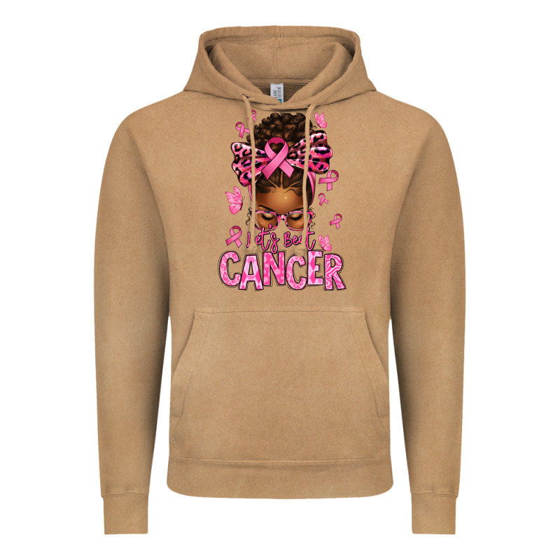 Lets Beat Cancer Afro Messy Bun Vintage Hoodie by texasbilliewilder | Teevron