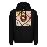 Black baseball glove and bat seamless pattern Premium Hoodie - BundleAndBundleShop