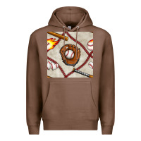Chestnut baseball glove and bat seamless pattern Premium Hoodie - BundleAndBundleShop