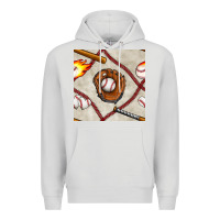 Dove Grey baseball glove and bat seamless pattern Premium Hoodie - BundleAndBundleShop