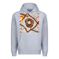 Heather Grey baseball glove and bat seamless pattern Premium Hoodie - BundleAndBundleShop