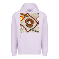 Lilac baseball glove and bat seamless pattern Premium Hoodie - BundleAndBundleShop