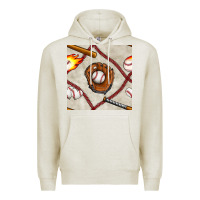 Oatmeal Heather baseball glove and bat seamless pattern Premium Hoodie - BundleAndBundleShop