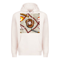Pale Pink baseball glove and bat seamless pattern Premium Hoodie - BundleAndBundleShop