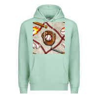 Seafoam baseball glove and bat seamless pattern Premium Hoodie - BundleAndBundleShop